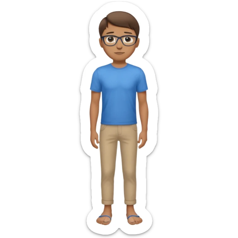 homme l'air cool taille moyenne corpulence maigre cheveux chatain court yeux bleus lunettes photo de pieds en pantalon  sticker