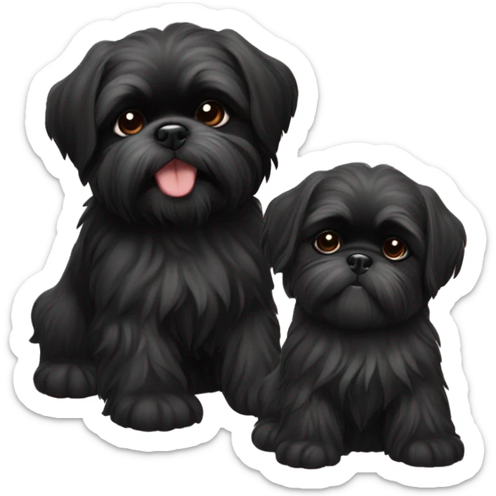 happy black shih tzu puppy and black shi tzu sticker
