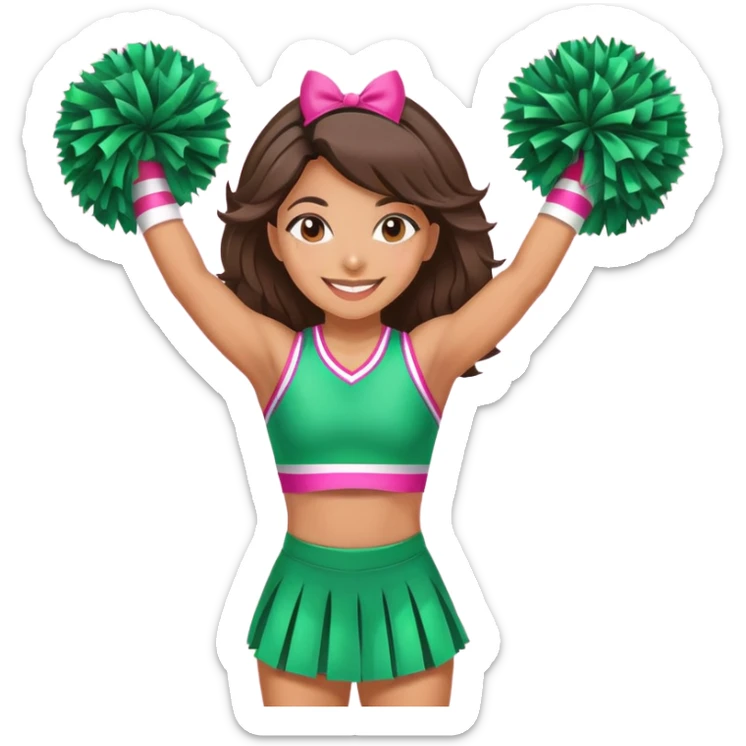 Hispanic woman cheerleader in pink and green  sticker