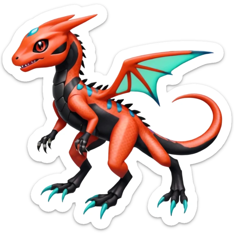 Meloetta-Guilmom-Salandit-Trico-Pokémon-Digimon-Fakémon-fusion-hybrid-creature sticker