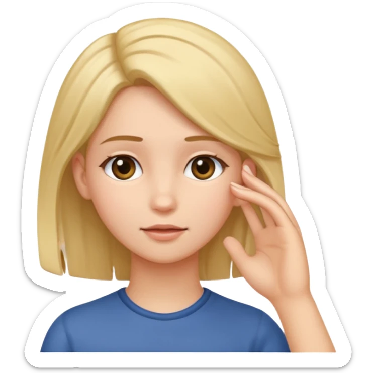 Girl tucking hair behind her ear with her hand  sticker