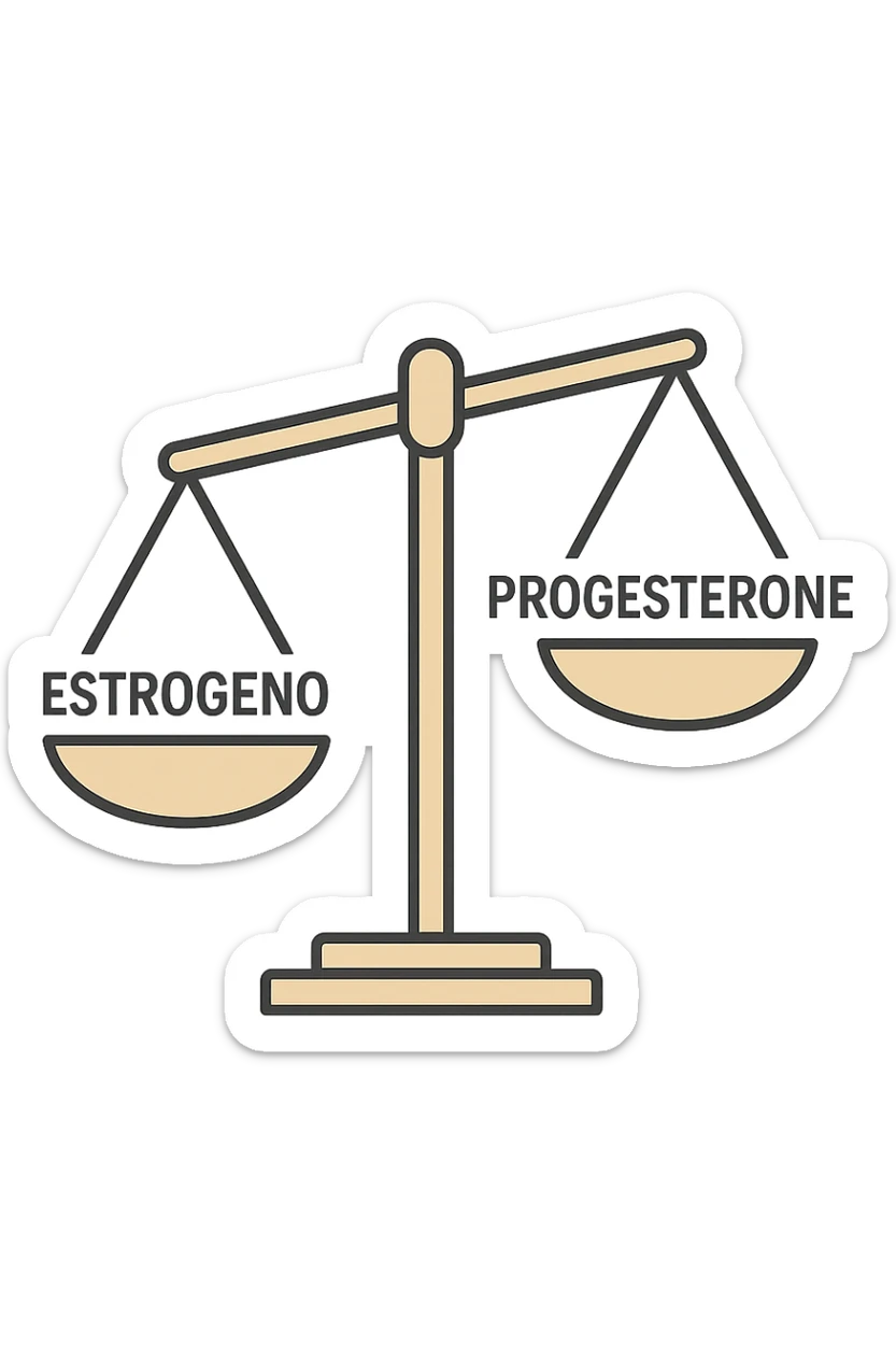 squilibri estrogeno progesterone in italiano senza sfondo con una bilancia sticker