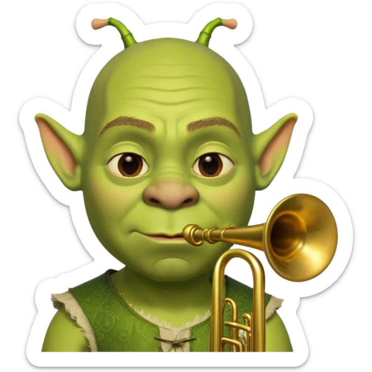 shrek sans cheveux et deux petites oreilles en forme de trompettes une sur chaque cote de son crane sticker