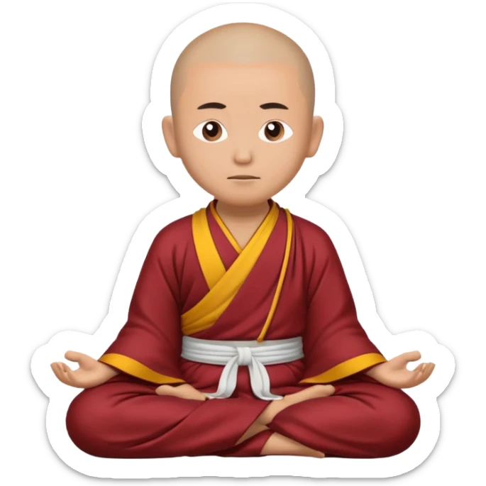 Tibet emoji showing a Tibetan monk in traditional robes meditating, with a serene and spiritual atmosphere, in a simple emoji style sticker
