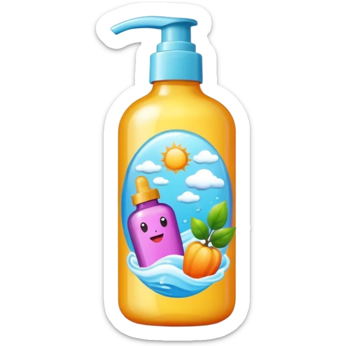 , flower)

bottle of hair care product with seasonal symbols around sticker