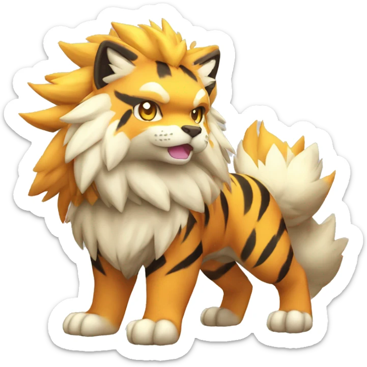 Colorful Shiny Kawaii Cute Tiger-Arcanine—Fakémon-Pokémon full body sticker