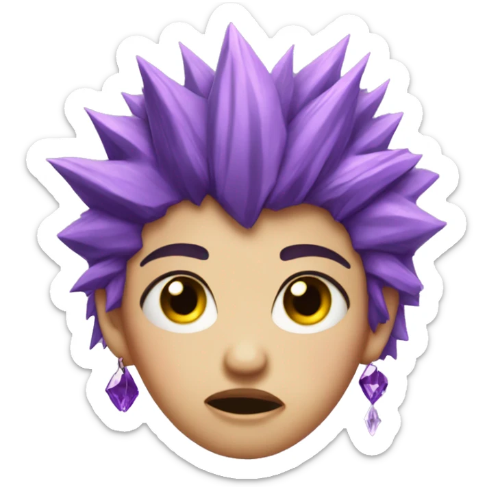one girl with purple crystal spiky hair sad and tears crying unhappy sad eyes sticker