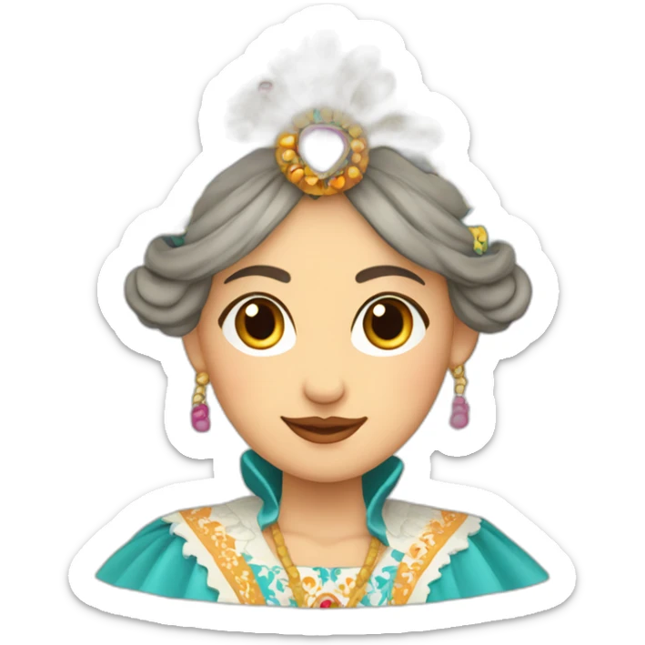 Woman in traditional Valencian dress from Valencia Spain with elaborate headdress, fallera sticker