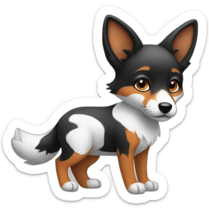 Black and white baby of a fox and a dog sticker