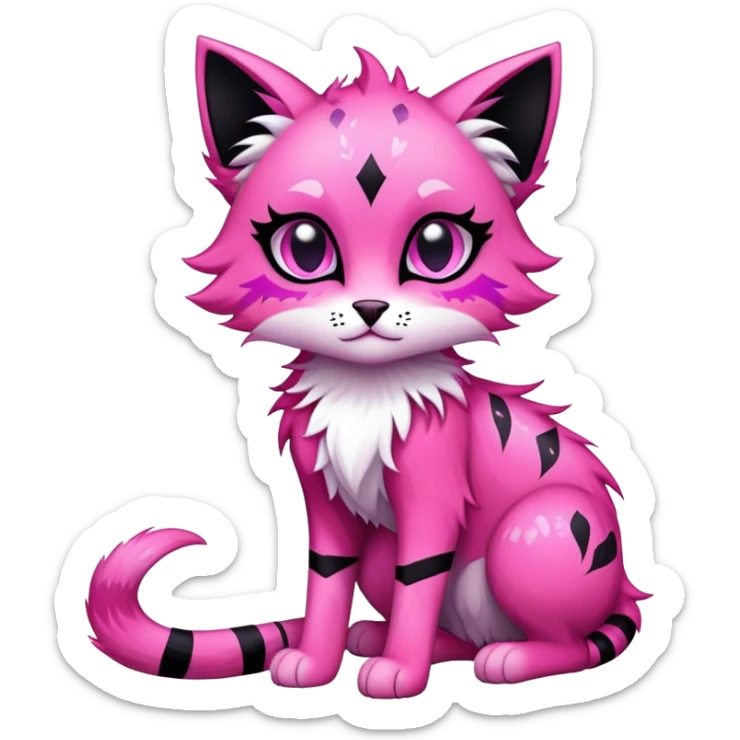 Vibrant edgy gothic Falvie-Fionbri-creature-sparkle-feline-fursona, full body, with random markings sticker