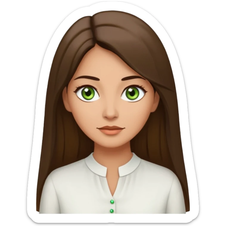 Pretty middle age woman with green eyes and long straight Ash-brown hair  sticker