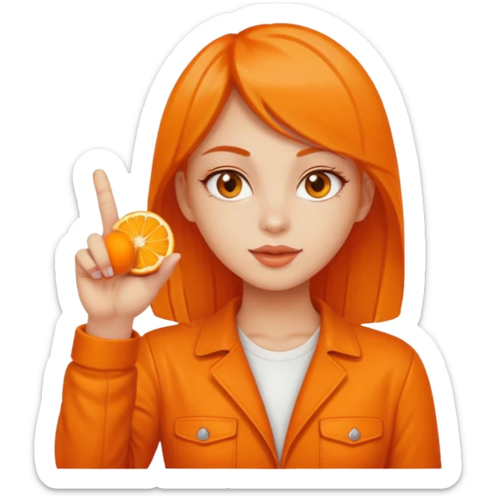 Orange girl middle finger on Orange and juicy sticker