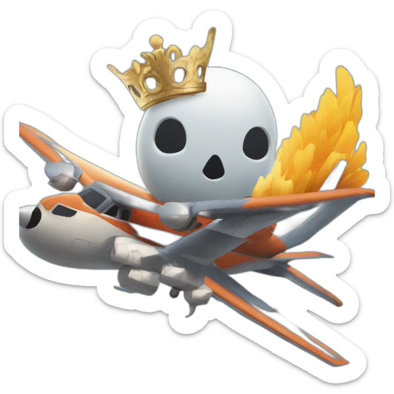 King of death with Thor's hammer flying next to a plane in the sky next to a bird sticker