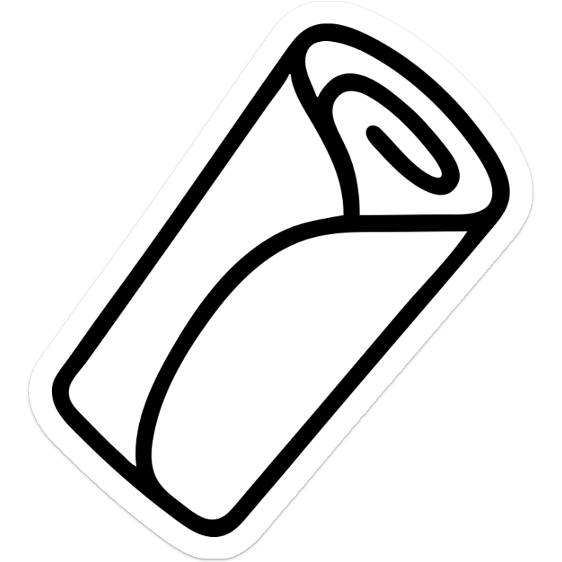 simple line art of a french crêpe, rolled with chocolate filling, minimal style sticker