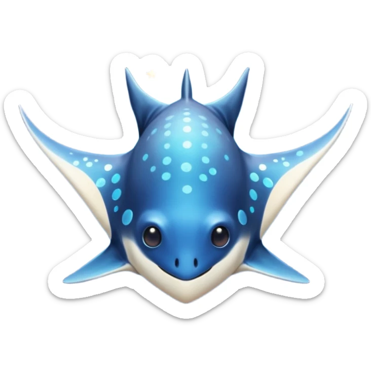 Starseed Manta emoji – full body, manta ray with wide wings, smooth glowing spots like small stars across its body, one central star crystal on its back, slight side angle, cute emoji style, no background sticker