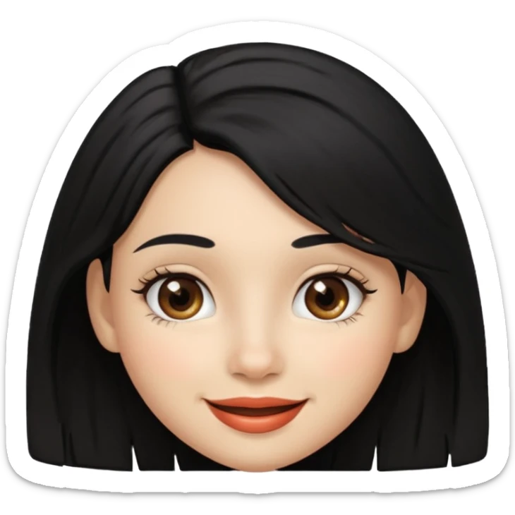 a girl that has black 3c hair textures and lightskin, It has brown eyes, a nose, lips, and it’s smiling. sticker