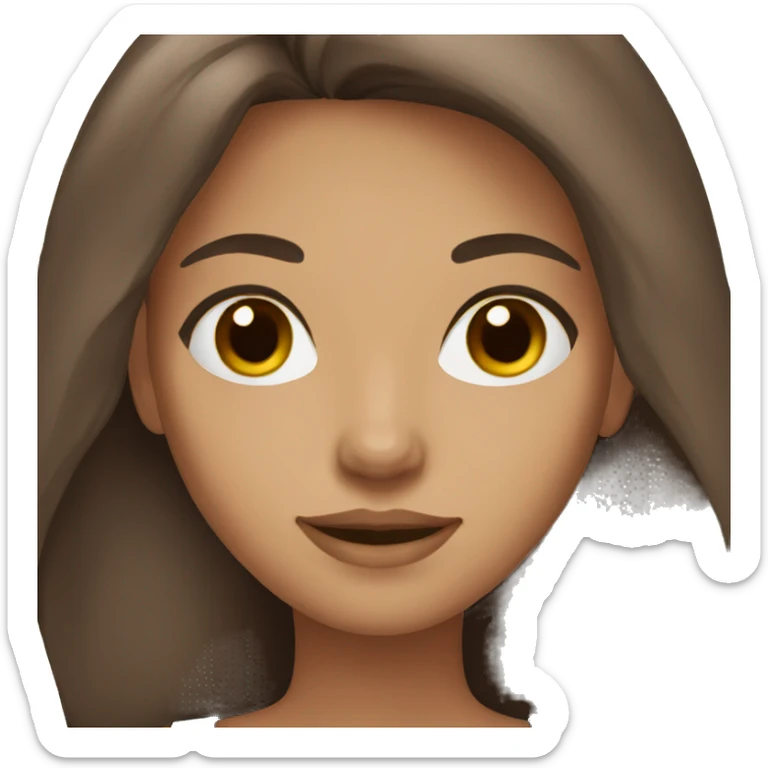 Woman,long brown hair,dark brown eyes, FLESH SKIN COLOR  sticker