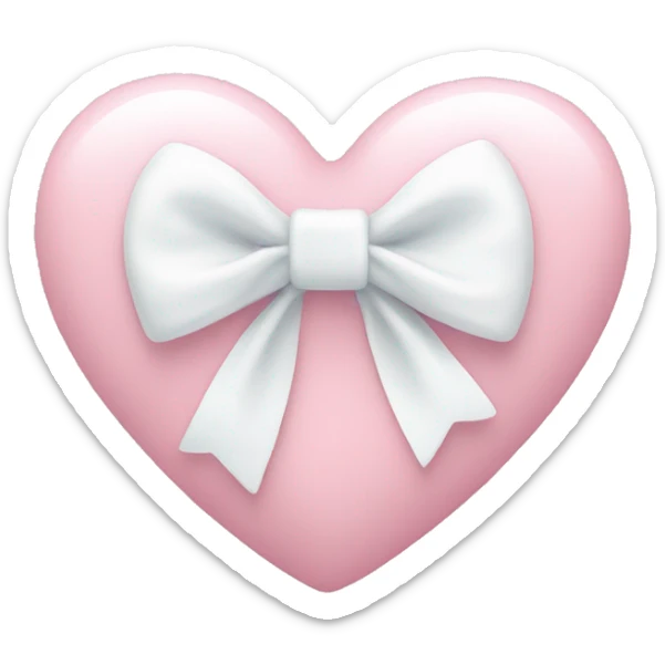 Pastel pink heart with white bow sticker