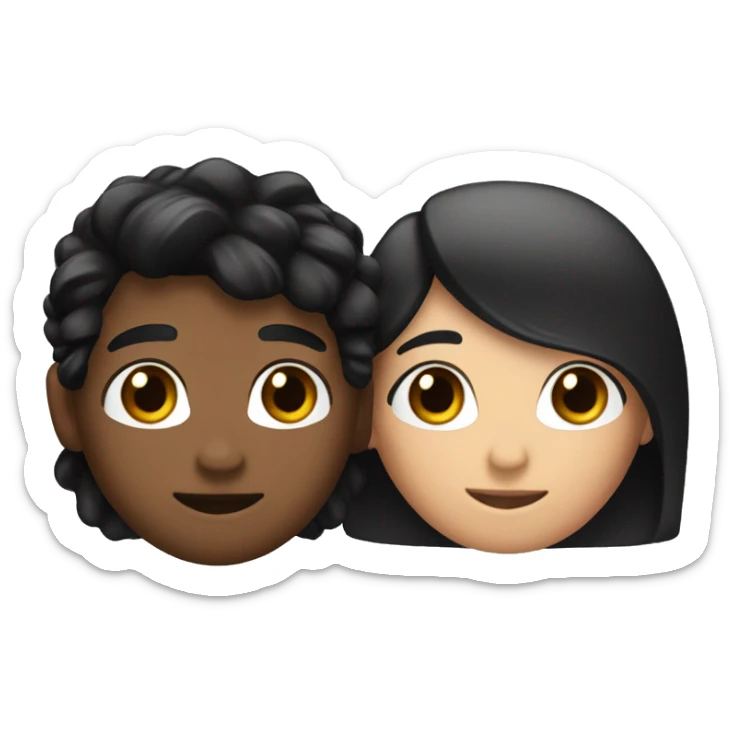 2 friends one whit black hair and the other whit brow hair  sticker
