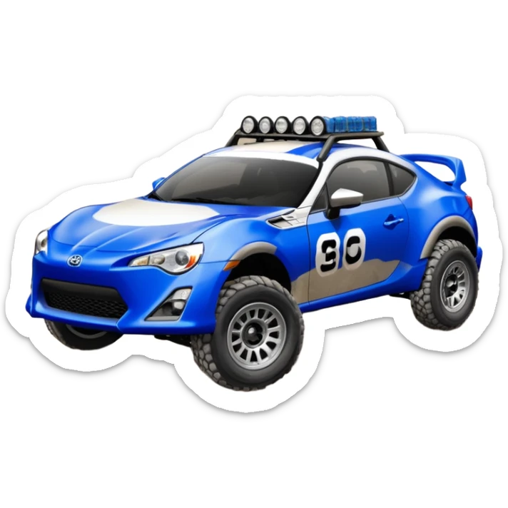 2013 scion fr-s ultramarine off road Baja dessert racer number 86with silver wheels  sticker