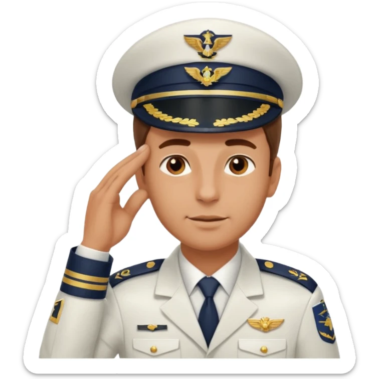 Un piloto de linea aérea con la mano en la frente con la pose firme sticker