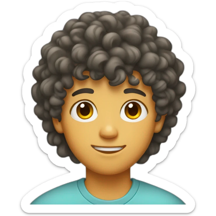 teenager boy with curly hair and mullet fade sticker