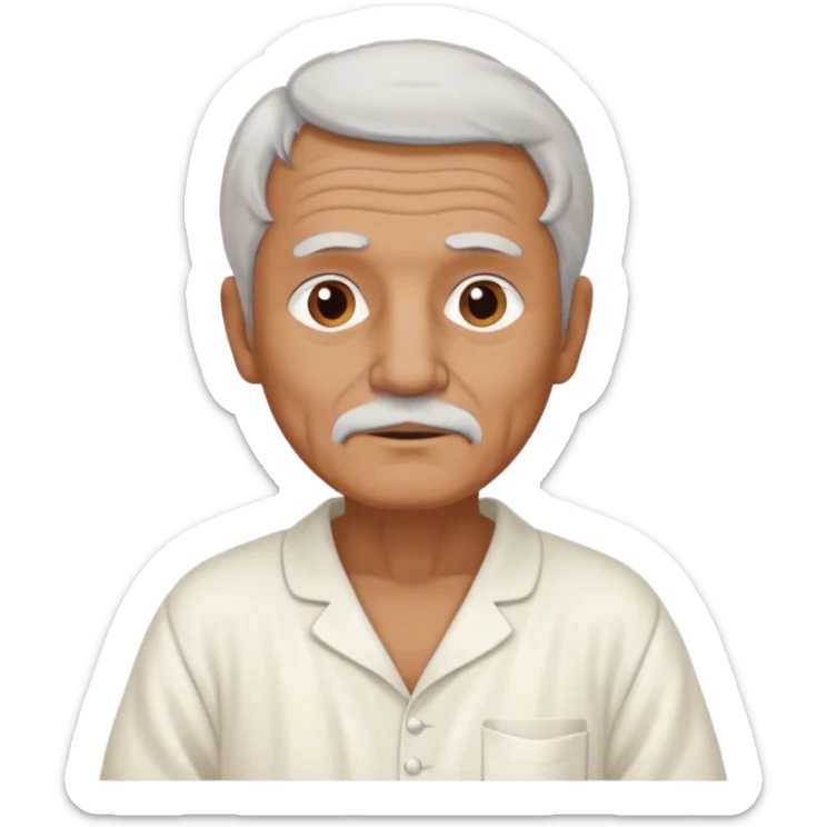 An old French man made of clay and wearing a white nightgown sticker