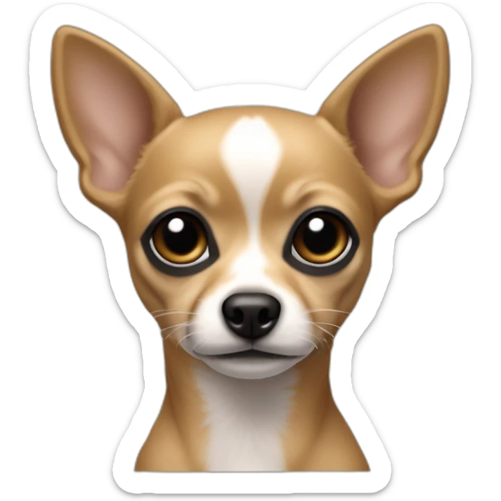 chihuahu color caqui with a white line in her head with full black eyes sticker