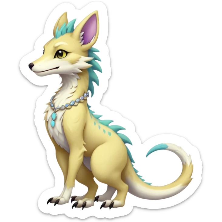 Feral Rare Fantasy cute pastel Vernid-Sergal-animal-creature-hybrid by LiLaiRa, markings, tufted ears, full body sticker