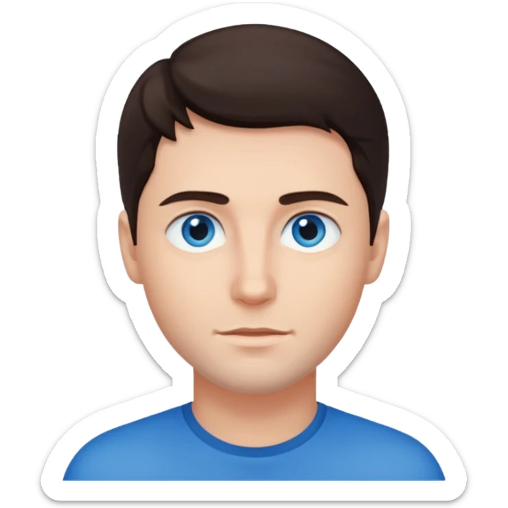 homme yeux bleu azur cheveux brun foncé sticker