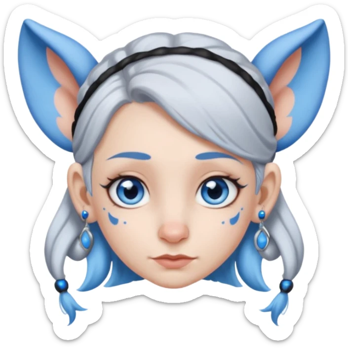 white-gray haired heavy blue tattooed head accessory big nose big ear young girl sticker