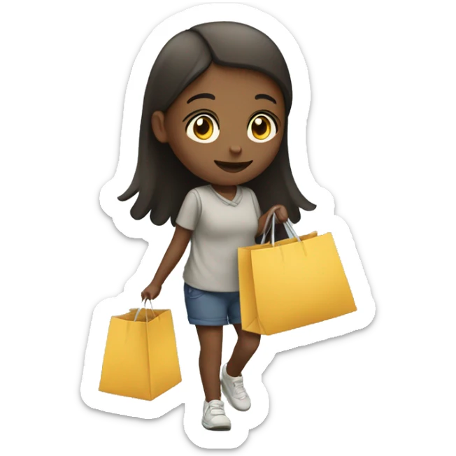 A girl walking the streets with a bags of shopping  sticker
