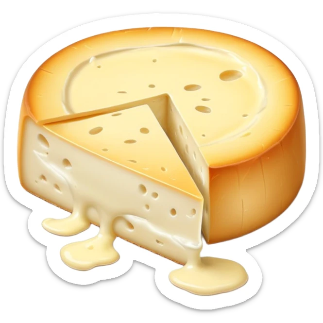 cinematic-realistic-brie-cheese-emoji,-featuring-a-creamy gooey center,-soft-ripened-cheese-with-a-delicate white rind-rendered-with-lifelike-detail-and-inviting,-natural-lightingwith a slide showing the gooey center sticker