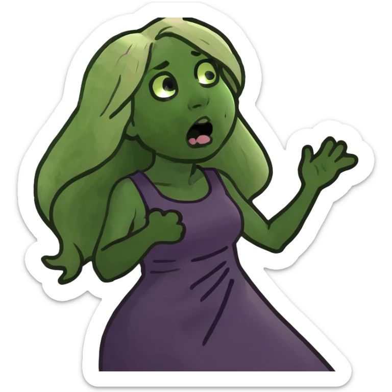 blonde long hair  girl with purple dress, farting  sticker