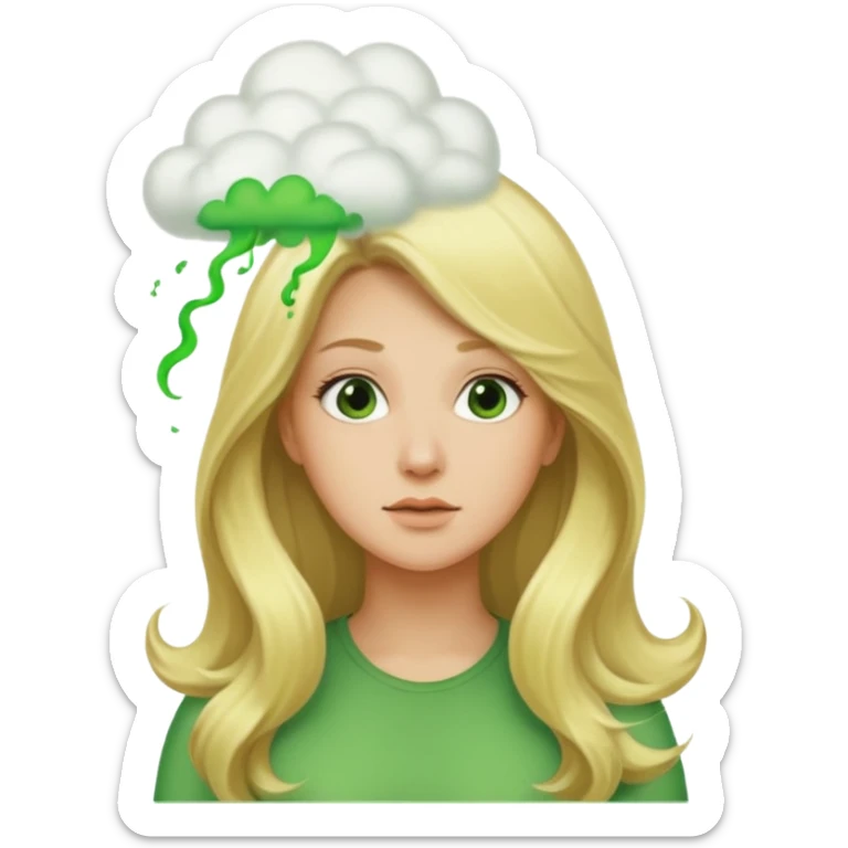 Long hair Blonde woman with green fart cloud behind her  sticker