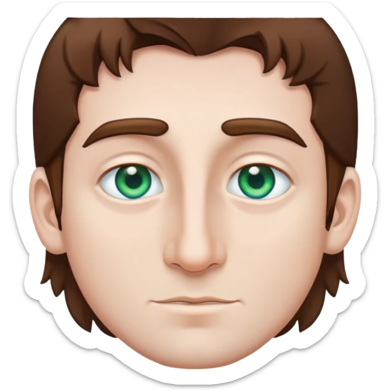realistic male with brown hair and blue green eyes and wide nose sticker