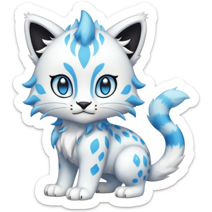 Icy Elemental Pawny Cute Innocent Liepard-Amaura-Litten-Sprigatito-Pokémon-fusion-creature (full body) sticker