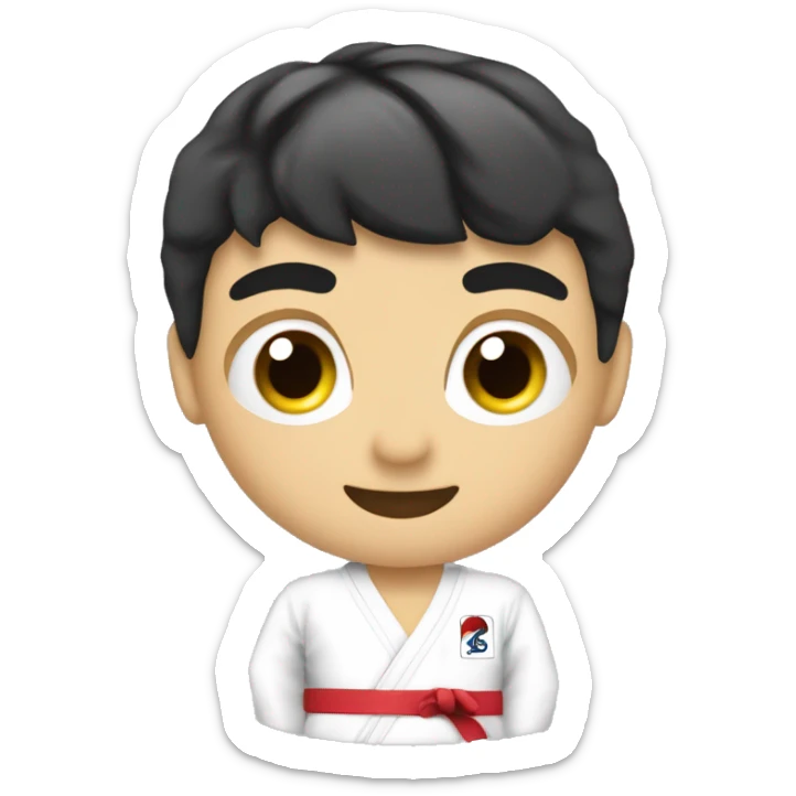 Crear un  emoj donde la imagen sea un niño con dobook de taekwondo itf sticker
