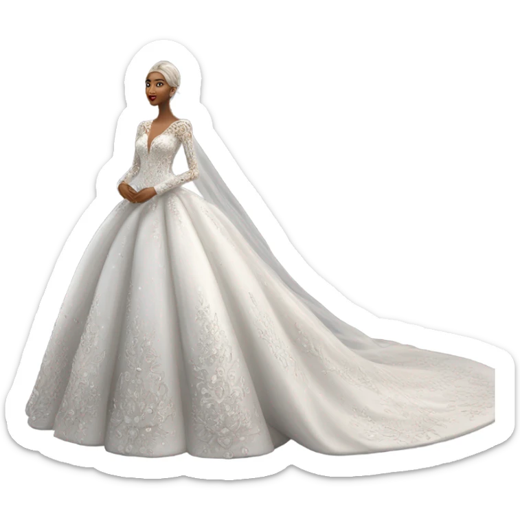 Hyper Realistic ornate ballgown long sleeve Wedding dress with diamanté no model sticker