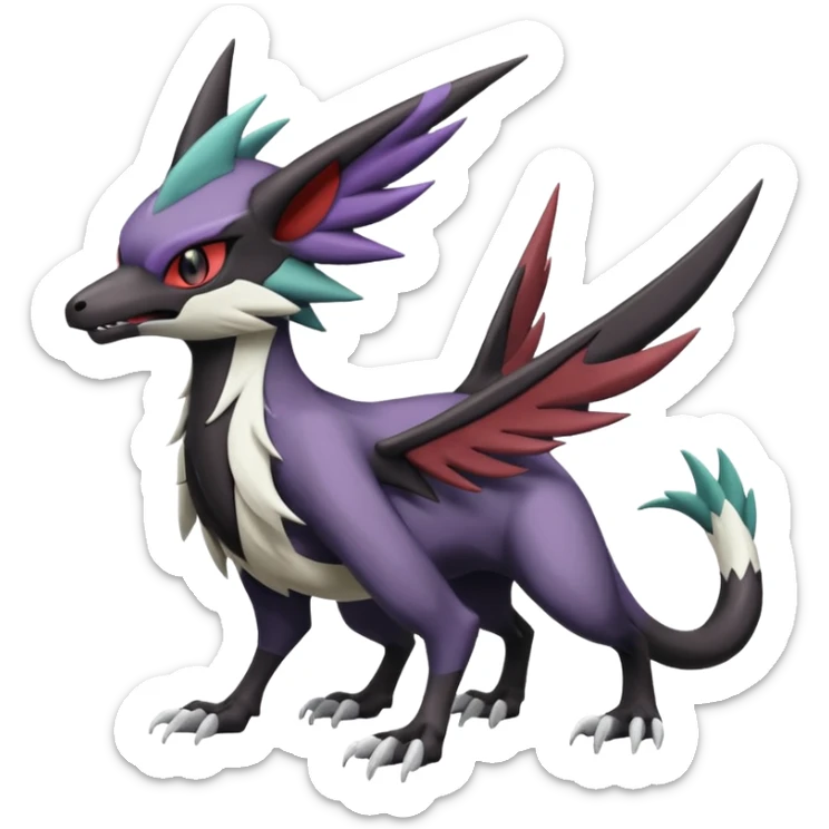 Noibat-Noivern-Mightyena-Silvally-Fakémon-hybrid-creature (full body)  sticker