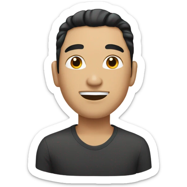 Asian man, clean shaved, black wavy hair sticker