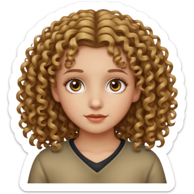 A girl with dark blonde hair and hazel eyes (curly hair) sticker