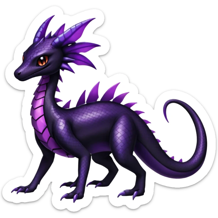 Shiny gothic Salazzle-Salandit-Umbreon-Fakémon-hybrid-creature (full body) 4 legs sticker
