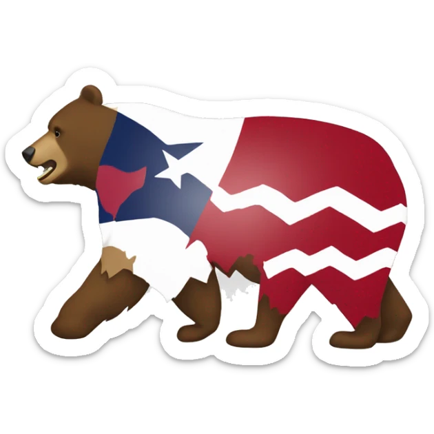 texas flag emoji with the california bear walking on the red and in the white part sticker