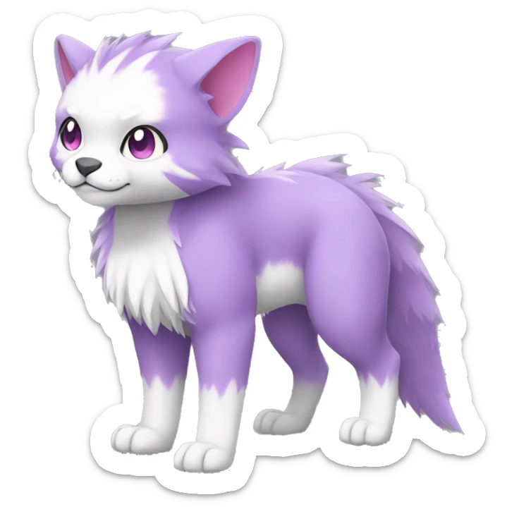 Cute cool purple white pink animal hybrid Fakemon full body sticker
