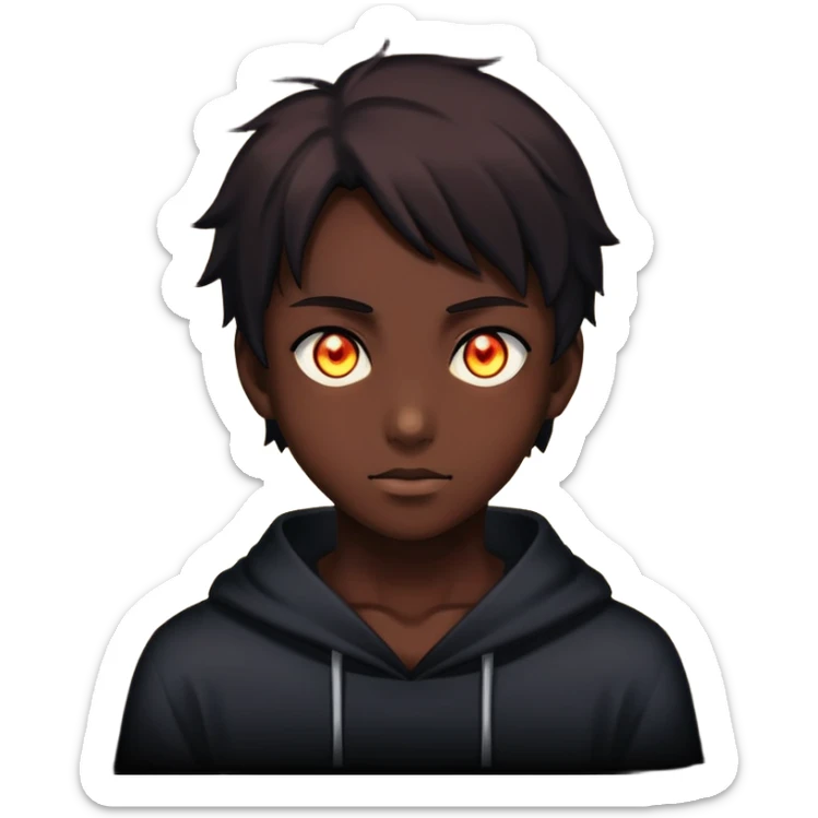 silhouette of a person with glowing eyes in darkness, mysterious anime character sticker