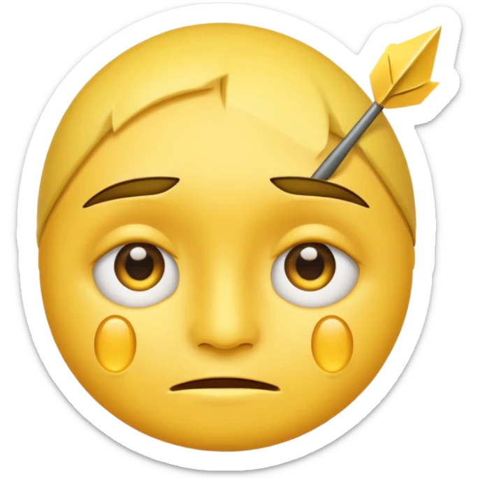 smile,two tears, arrow lke eyes and head tilted a little emoji yellow sticker