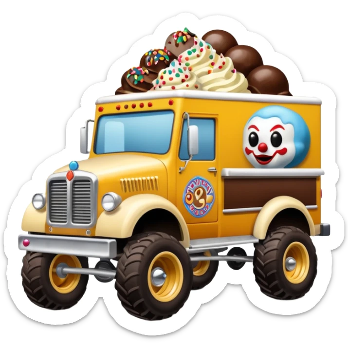 Krazy Klown Jenkins 4wd my monster 1924 racing ice cream with chocolate, nuts and sprinkles dream house food truck  sticker