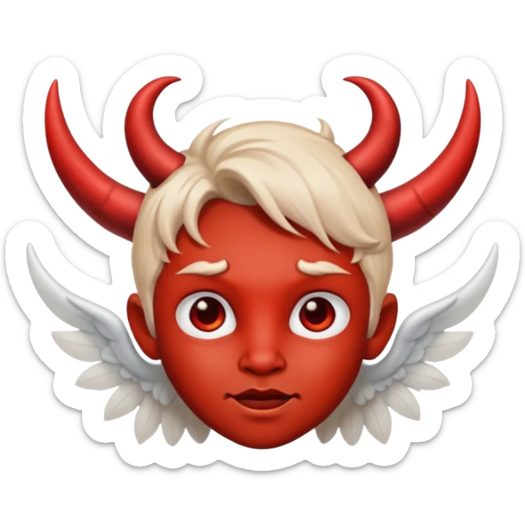 mush up the devil emoji with the angel one, I want it to be angel with devil horns sticker