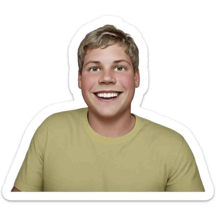 smiling boy in yellow shirt sticker